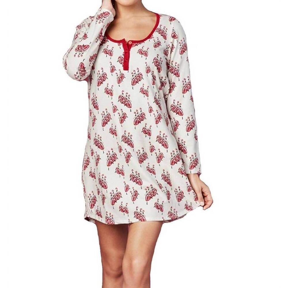 NEW BEDHEAD PJS pajamas french dancers stretch l-s henley nightshirt in multi